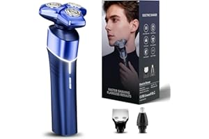 MALEGEBAZ Electric Razor for Men: 3-in-1 Shaver with Hair Clipper & Nose Trimmer - 3D Floating Heads, Magnetic Rinse System, IPX8 Waterproof - for Face, Beard, Body & Travel, Noir