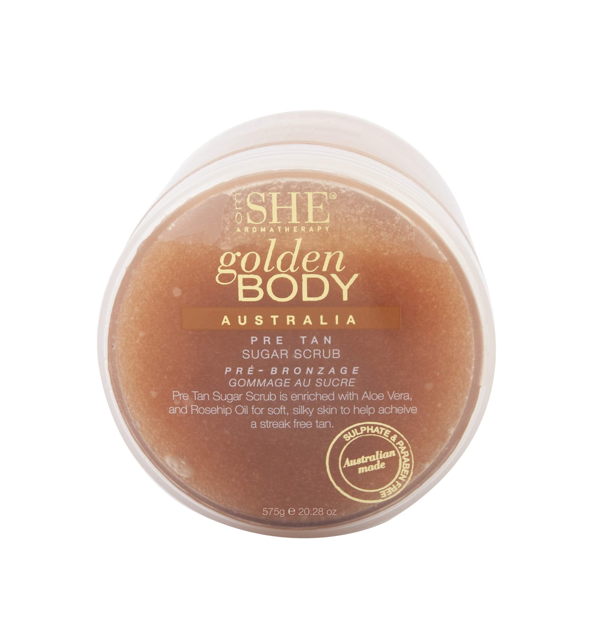 Om SHE Aromatherapy Golden Body Pre Tan Sugar Scrub
