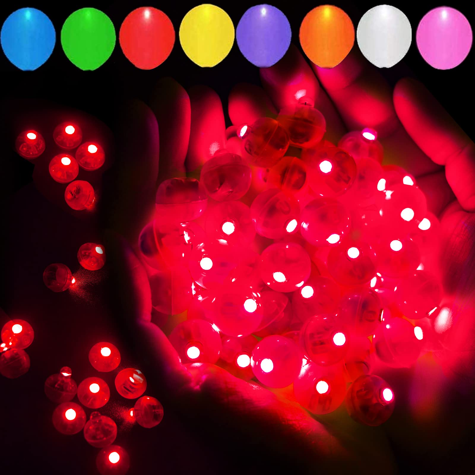 Photo 1 of 50pcs Red LED Balloon Lights, Mini Led Lights Small Round LED Ball Lamp for Paper Lantern Balloons Indoor Outdoor Party Event Fun Birthday Party Supplies Wedding Halloween Christmas Decoration