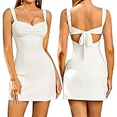 EYNMIN Women's Summer Lace Strap Mini Dress Sweetheart Neckline Bow Tie Backless A Line Short Graduation Dresses 2026
