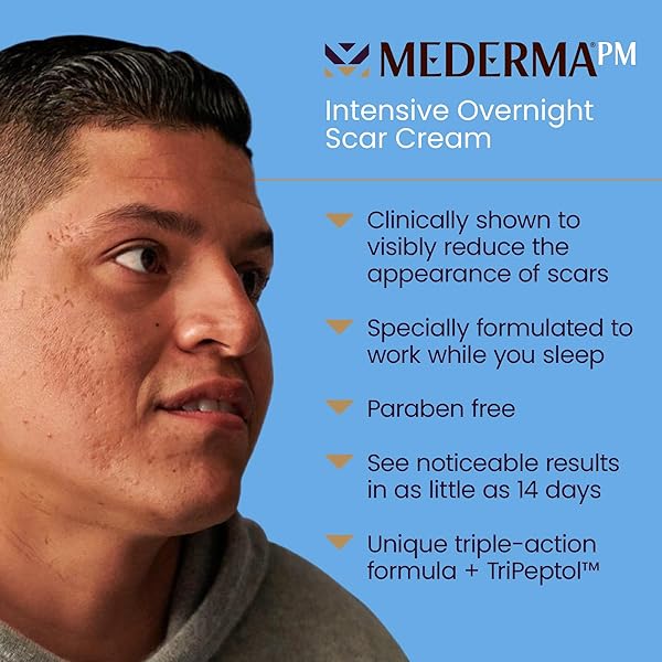 MEDERMA PM INTENSIVE OVERNIGHT SCAR CREAM, WORKS WITH SKIN’S NIGHTTIME REGENERATIVE ACTIVITY, CLINICALLY SHOWN TO MAKE SCARS SMALLER AND LESS VISIBLE, 1.0 OZ (28G)