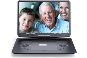SUNPIN 16.9''Portable DVD Player with 14.1''HD Large Screen, 5 Hours Rechargeable Battery, Kids DVD Players for Car Travel, USB/SD Card/Sync TV and Multiple Disc Formats, Black