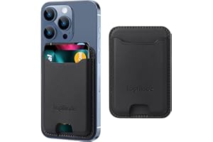 TopMade Phone Card Holder, Premium Leather Phone Wallet Stick on, Stronger 3M Adhesive Credit Card Holder for Back of Phone Case, iPhone, Samsung, and Android, RFID Blocking, Fit 4 Cards, Black