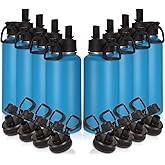 Volhoply 32oz Insulated Water Bottles Bulk 8 Pack with Straw Lid & Spout Lid,Stainless Steel Sports Water Bottle,Double Wall Vacuum Cups,Leakproof Wide Mouth Metal Flask for Hiking,Camping(Blue,8)