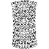 Szxc Womens Ballroom Rhinestone Stretch Cuff Bracelets Fit Wrist Circumference from 6.5" to 7.8" - Lead & Nickle Free