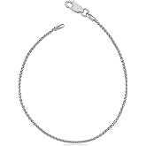 Kooljewelry Sterling Silver Round Wheat Chain Anklet (1.1 mm, 1.5 mm, 2 mm or 2.6 mm)
