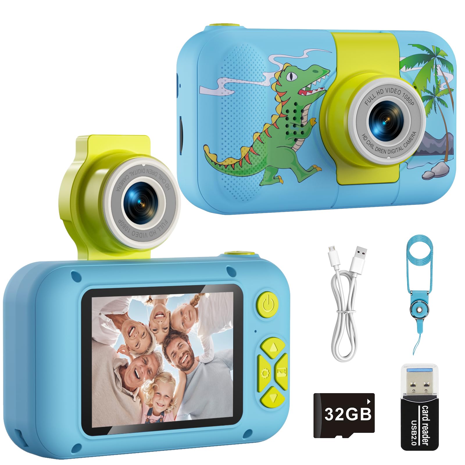 ARNSSIEN Kids Camera for 3 4 5 6 7 8 9 10 11 12 Year Old Girls/Boys, Child Digital Camera for Toddler,Christmas Birthday Festival Present for Children,Video Selfie Kids Toys with 32GB TF Card,X101H