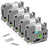 Replacement for Brother Label Maker Tape 24mm 0.94 Laminated White TZ Tape TZe-251 Compatible with Brother PTouch TZ TZe 1" Black on White for PT-D600 PT-D610BT PT-P700 PT-P710BT, 5-Pack TZe-251