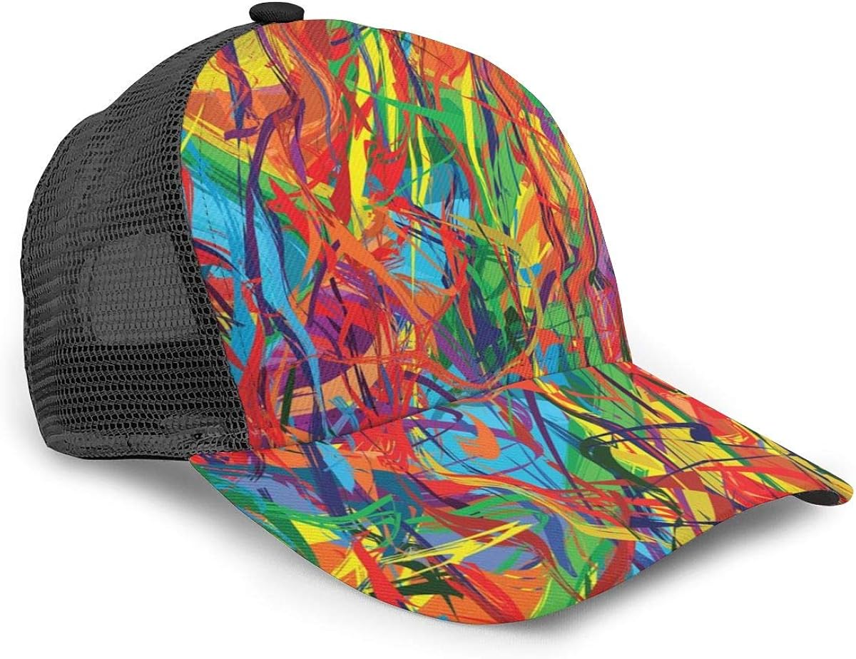 Unisex Baseball Cap Modern Rainbow Oil Painting Style Abstract Caps