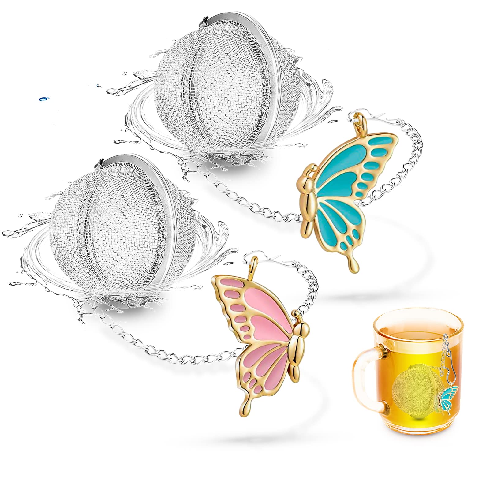 Photo 1 of NSTaygate 2pcs Tea Steeper for Loose Tea,Tea Infuser Tea Balls for Loose Tea with Charm Handmade Cute Butterfly BFF Pendant Loose Leaf Tea Steeper Tea Strainer for Girls Women Best Friend Gift