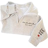 NAZENTI-Custom Mama Embroidered Sweatshirt Kids Names-Personalized Gifts For New Mom, Mommy Birthday, Mothers Day, Christmas