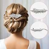 Sibba Flower Hair Clips 2 Pack Silver Bridal Prom Hair Pins Crystal Bling view 5