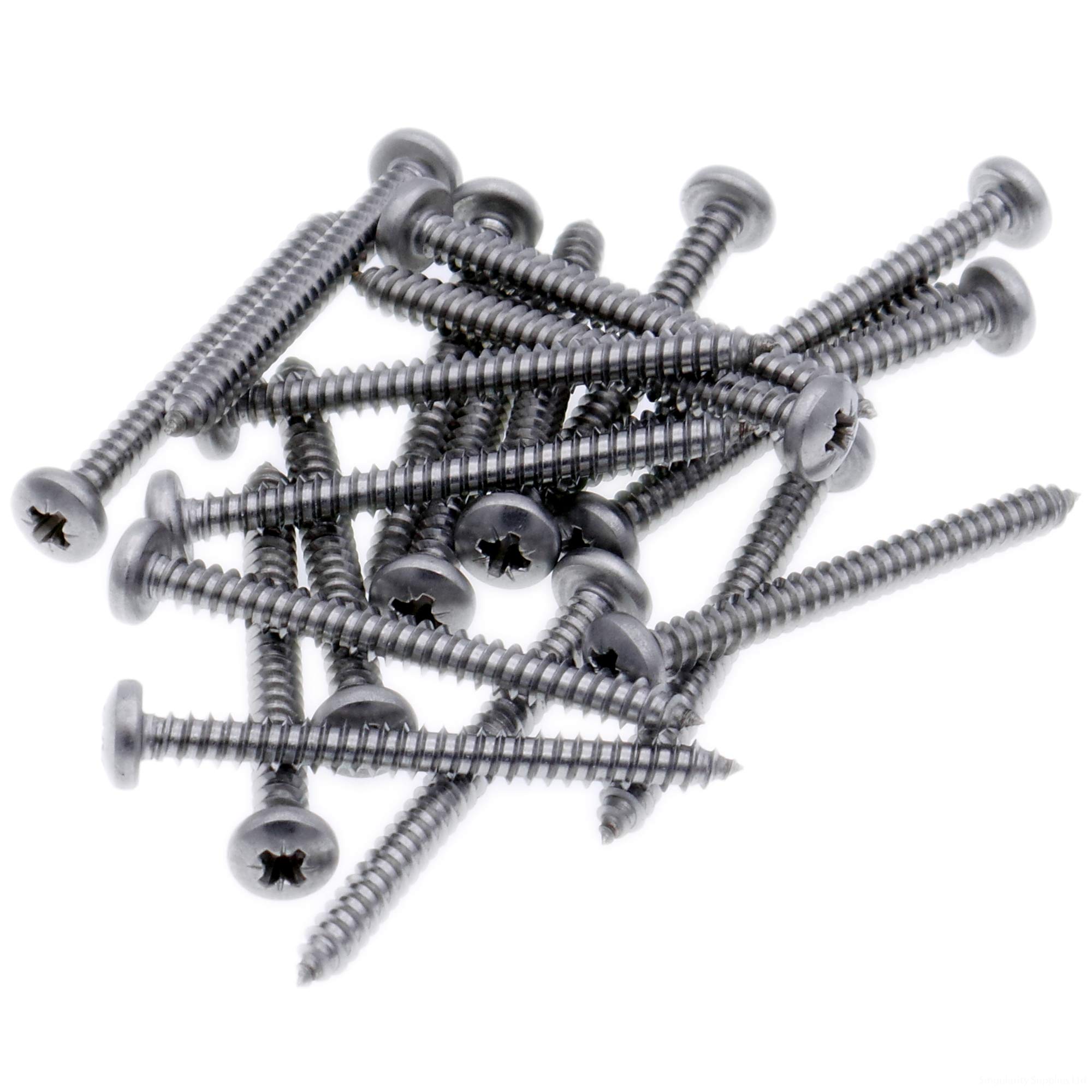 No.6 x 0.3125 (3.5mm x 8mm) Pozi Pan Self-Tapping Screw - Stainless Steel (A2) (Pack of 20)