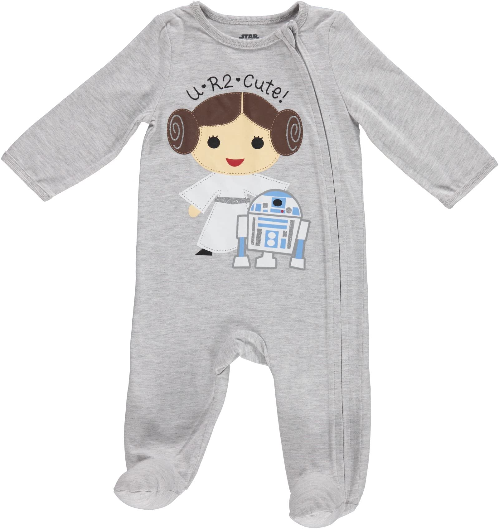 STAR WARS Princess Leia R2-D2 Baby Girls 2 Pack Zip Up Sleep N' Play Coveralls Newborn to Infant