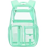 Cusangel Green Clear Backpack For Daypack,16in TPU Large bookbag Heavy Duty See Through Transparent School Bookbag for Sport Event,Stadium Events&Work