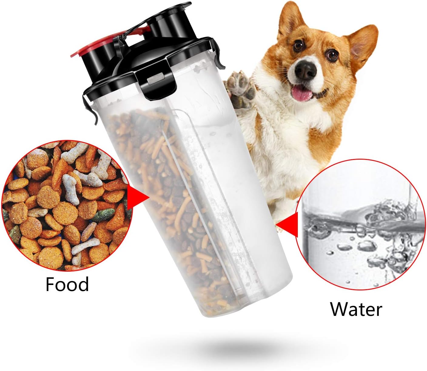 Czemo Travel Dog Water Bottle and Bowl, Portable Pet Food Container 2-in-1 with Collapsible Dog Bowls - Image 3
