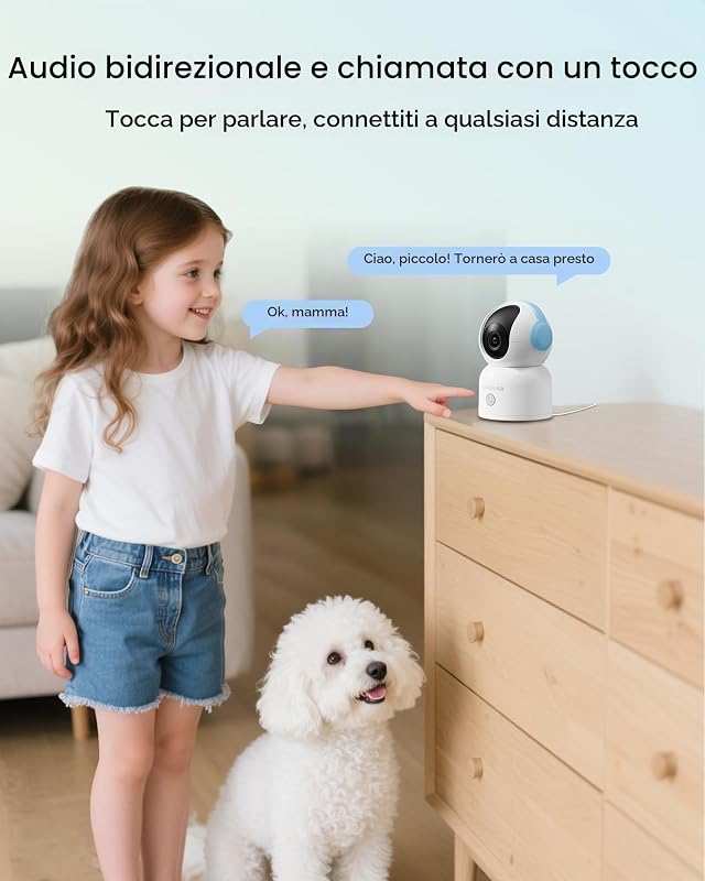 4K Telecamera Wi-Fi Interno, 360° PT + Scheda di Memoria da 64 GB — foto 4 di 8