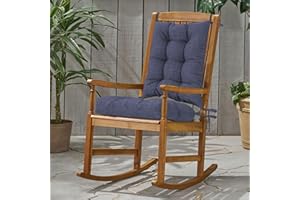 DYTXIII Pack of 2 Rocking Chair Cushion Set with Seat & Back,Water Repellent Patio Tufted High Back Seat Cushions with Ties for Indoor Outdoor Porch Rocker(21"x17"Back,17"x17"seat,Textured Navy)