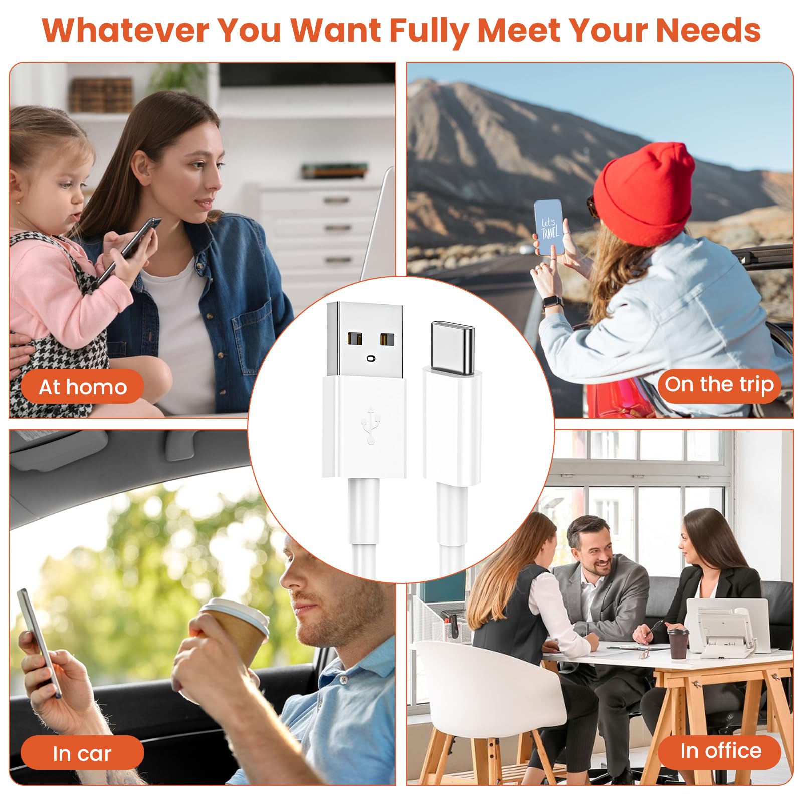 Car Carplay charger cord for iphone 17/16/15, [4-Pack, 3FT&6FT] USB A to Type C Fast Charging Cable for iPhone 17 air/17 pro/17 pro max/16e/16 Plus/16 Pro/16 Pro Max/16E/15 Plus,Pixel,Galaxy,Note