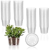 wutfuooo 200 Pcs Clear Mini Plastic Plant Pot Nursery Seedling Pots Seed Starter with Drainage Holes for Indoor Outdoor Garden Succulent Plants Cuttings Transplanting
