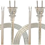 Royal Designs Lamp Cord with Molded Plug, Stripped Ends Ready for Wiring, 12 ft long, Clear Silver, SPT-2 UL Listed, Set of 2