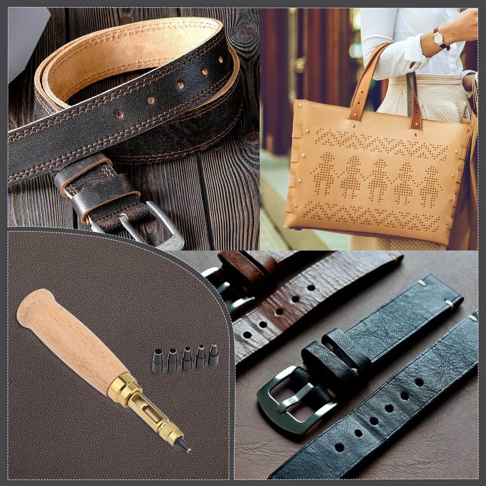 Mua Adjustable Japanese Screw Punch, Screw Hole Punch, 6 Tip Sizes Leather Paper Craft