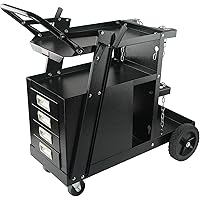 VEVOR 2-Tier 4 Drawers Welding Cart, Welder Cart with 265LBS Static Weight Capacity, 360° Swivel Wheels, Tank Storage Safety 