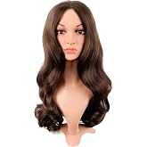 MapofBeauty 22 Inch Long Curly Hair Middle Part Cosplay Wig, Brown | 55 cm Fashion Wig, Synthetic Fiber