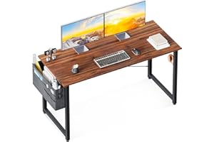ODK Computer Desk Large Office Desk, 48 Inch Gaming Desk with Storage, Modern PC Desk Work Table with Headphone Hook for Home Office, Deep Brown