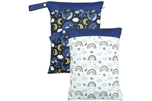 Lmbabter Baby Wet Dry Bag for Cloth Diaper Bag 2PCS Small Diaper Organizer Bag Waterproof Pouch for Swim,Gym,Stroller,Travel