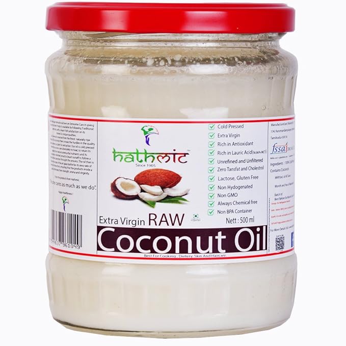 HATHMIC 500ml Raw Extra Virgin Coconut Oil (Cold Pressed) Amazon.in