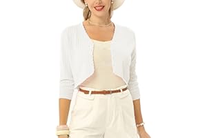 Belle Poque 3/4 Sleeve Cardigan for Women Scalloped Knit Cropped Cardigan Bolero Shrug for Dress