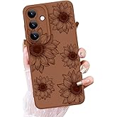 OOK Floral Case for Samsung Galaxy S25 Case, Cute Sunflower Floral Blooms Design Soft TPU Shockproof Protective for Women Girls Phone Cover- Brown Flower