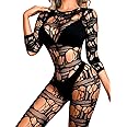 Kaei&Shi Sexy Outfit, Hollow Out, Sheer Mesh Jumpsuit
