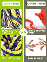 Decyam Dog Rope Toys Large Medium 2 Pack 100% Cotton Heavy Duty XL view 3
