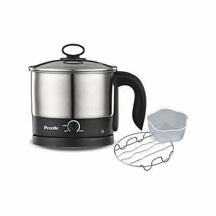 Preethi Armour Multi Utility EK708 1.2-Litre Electric Kettle (Steel/Black)