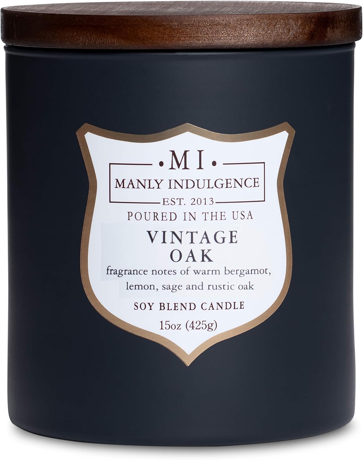 Candles & Holders - Manly Indulgence Vintage Oak Scented Jar Candle for Men, Wood Wicked Candle, 15 oz - Bergamot, Lemon, Sage & Rustic Oak - Up to 60 Hours Burn, Soy Blend Wax, USA Poured