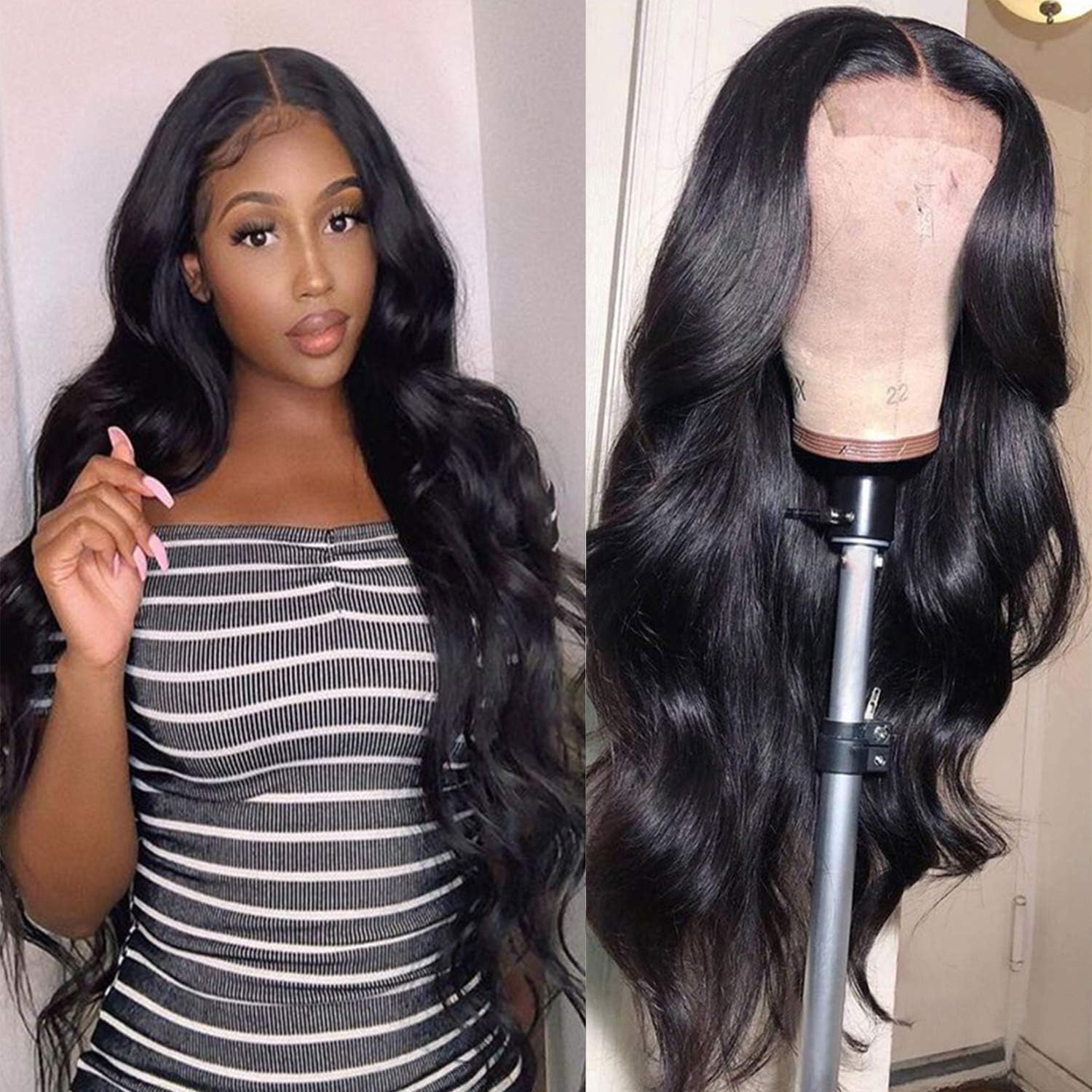 12 Inch Body Wave Wigs Human Hair Coisini Hair Glueless 13x4 Lace Front Wigs Human Hair 150% Density Body Wave Human Hair Wig Natural Black Color