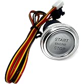 Universal 12V Car Engine Start Stop Push Button Switch with Wiring Harness, Chrome Push to Start Ignition Starter Switch for Cars, Trucks, Boats &amp; Marine