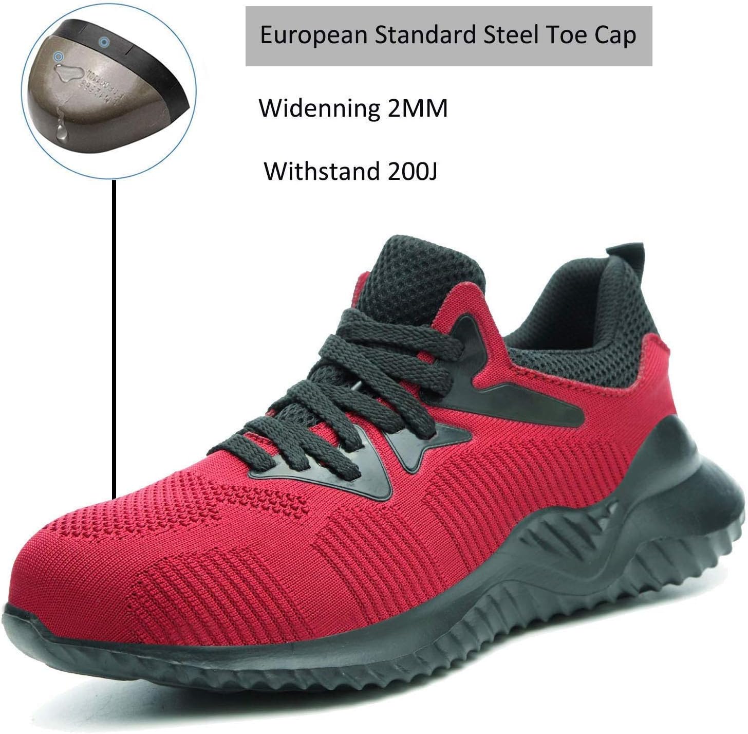 red steel toe shoes