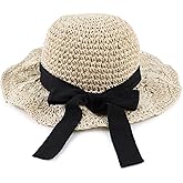 Lcaiualu Baby Girl Sun Hat for Toddler Straw Hats Kids Bucket Hat with Bow Flower Baby Sun Cap for Girls Beach Summer Outdoor
