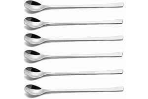 IMEEA Iced Tea Spoon Ice Cream Spoon Long Handle Teaspoon 18/10 Stainless Steel Cocktail Bar Spoon 9-Inch, Set of 6