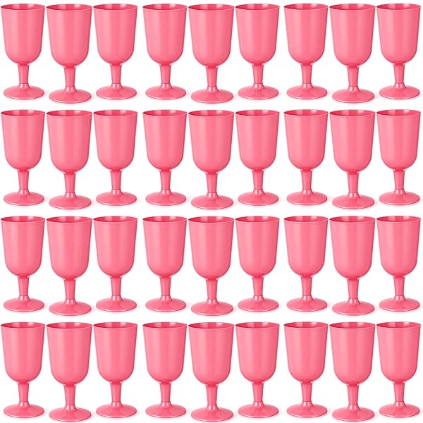 JINGMORE 96 PCS PLASTIC GOBLETS WITH STEM 7...