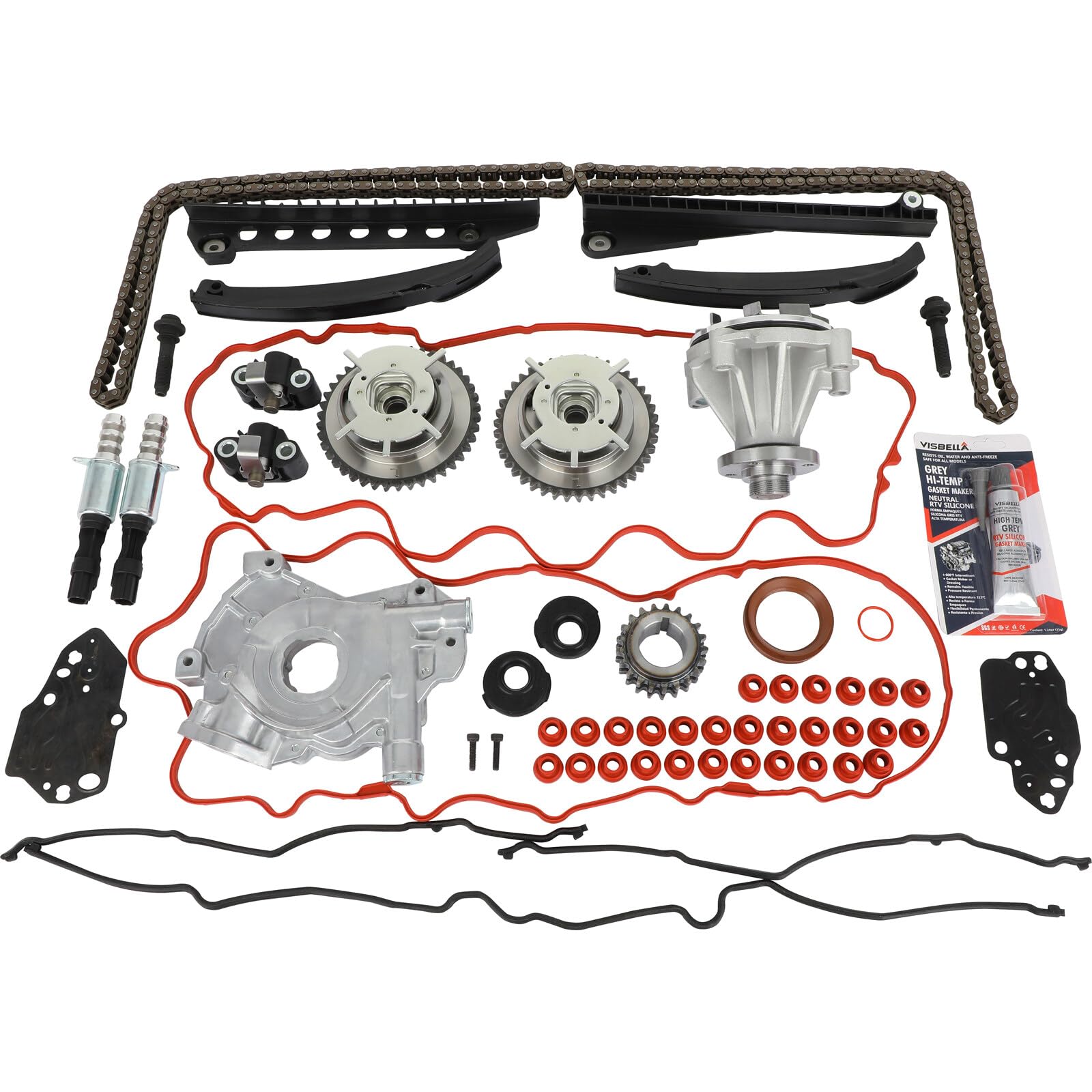 Photo 1 of ECCPP Engine Timing Chain Kit for 04-08 for Ford for F-150; 06-07 for Lincoln Mark LT OE# TK4173VVT,OP4131, w/Timing Chains Sprocket Tensioner Guide Water Pump Set Oil Pump Screw Spacer RTV Silicone