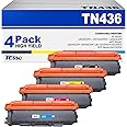 TN436 High Yield - TN433 Replaement for Brother TN433 Toner Cartridge Set TN436bk TN431 to use with Brother MFC-L8900CDW Toner Cartridges HL-L8360CDW HL-L8260CDW MFC-L8610CDW, TN-436 TN-433, 4 Pack