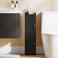 Hzuaneri Bathroom Storage Cabinet, Corner Floor Cabinet with 2 Doors and Adjustable Shelf, Narrow Toilet Paper Cabinets, Bath