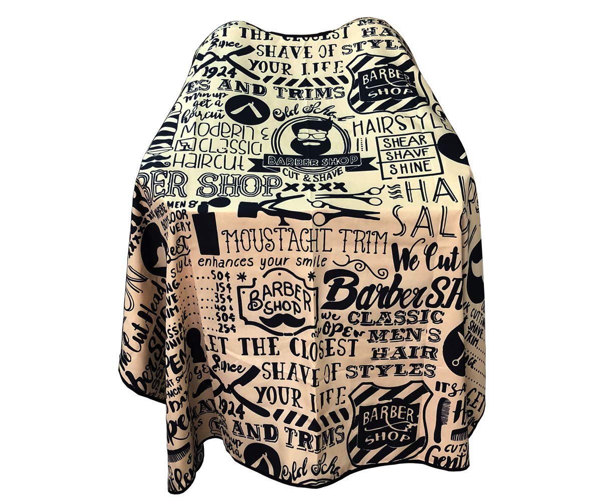Barber Capes for Men, Hair Cutting Cape with Metal Snap Closure, 100% Polyester Salon Cape, Waterproof & Light Weight & Machine Washable- 63”× 56”, Retro Style