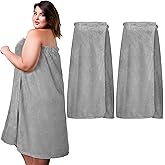 Tigeen 2 Pcs Women's Wrap Towel Spa Soft Robe Adjustable Closure Elastic Top Closure Bathrobe Lightweight Wraps for Shower
