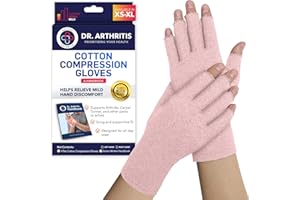 DR. ARTHRITIS Doctor Developed Arthritis Gloves - Cotton Open and Full Finger Compression Gloves - Hand Compression Gloves for Arthritis Relief - Compression Gloves for Women/Men, With Doctor Handbook