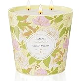 M&SENSE Lemon Vanilla Scented Candle, 28.2oz 3 Wick Natural Soy Wax Large Candles, Long Lasting Clean Slow Burning No Toxic Décor for Home Relaxation, Romantic Dates & Gift-Giving